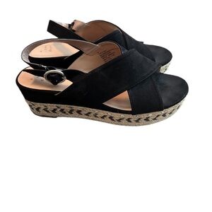 A New Day Black slingback espadrille Wedge sandals 8